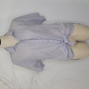 Zara Trafaluc Short Sleeves Waist Tie Blouse SZ S